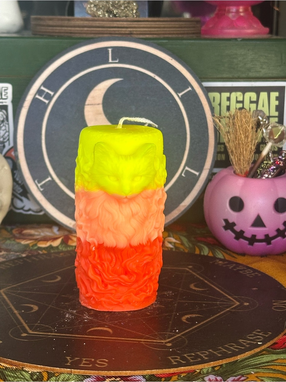 Cat of Flame Pillar Candle